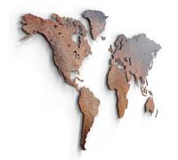 Giallobus - CARTE DU MONDE - INDUSTRIEL - CORROSION DU CUIVRE - DÉCORATION MURALE EN MDF - 130x72 CM
