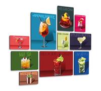 Giallobus - Ensemble de 10 peintures Multi-Panneaux - 80's Cocktails - Bois MDF - | 2 x 42x29,7cm | 4 x 29,7x21cm | 4 x 21x14,85cm | - Prêt à accrocher - Tableaux