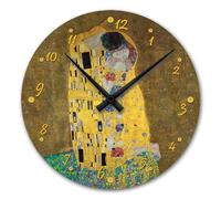 Giallobus - Horloge de Ligne Basic - Gustav Klimt - Le Baiser - Bois MDF - Basic 30x30 - Mécanisme Silencieux - Prêt à accrocher - Modernes