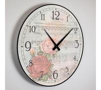 Giallobus - Horloge de Ligne Basic - La mélodie des Roses - Bois MDF - Basic 30x30 - Mécanisme Silencieux - Prêt à accrocher - Modernes