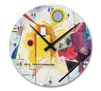 Giallobus - Horloge de Ligne Basic - Vassily Kandinsky - Jaune Rouge Bleu - Bois MDF - Basic 30x30 - Mécanisme Silencieux - Prêt à accrocher - Modernes