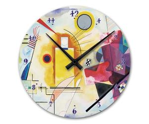 Giallobus - Horloge de Ligne Basic - Vassily Kandinsky - Jaune Rouge Bleu - Bois MDF - Basic 30x30 - Mécanisme Silencieux - Prêt à accrocher - Modernes
