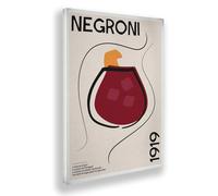 Giallobus - Impression sur toile - 08 - Flat cocktails - Negroni - Toile à cadre standard - 100L x 140l cm - Tableaux modernes