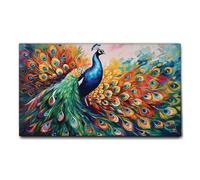 Giallobus - Impression sur toile - 62 - Paon majestueux - Toile à cadre standard - 100L x 60l cm - Tableaux modernes