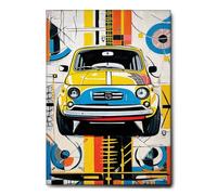Giallobus - Impression sur Toile - 81 - Voiture Ancienne 500 - Toile à Cadre Standard - 35x50 - Prêt à accrocher - Peintures pour la Maison
