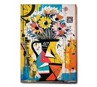 Giallobus - Impression sur Toile - 91 - Vase à Fleurs - Toile à Cadre Standard - 70x100 - Prêt à accrocher - Peintures pour la Maison