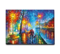 Giallobus - Impression sur toile - Baiser sous la pluie - Toile à cadre standard - 100L x 70l cm - Tableaux modernes pour la maison