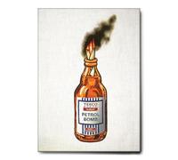 Giallobus - Impression sur toile - Banksy - Bombe à essence - Toile à cadre standard - 50x70 - Prêt à accrocher - Peintures pour la maison