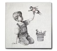 Giallobus - Impression sur toile - Banksy - Infirmière de super-héros - Toile à cadre standard - 100x100 - Prêt à accrocher - Peintures pour la maison