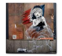 Giallobus - Impression sur toile - Banksy - Les Misérables - Toile à cadre standard - 50x50 - Prêt à accrocher - Peintures pour la maison