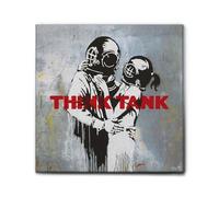 Giallobus - Impression sur toile - Banksy - Think Tank - Toile haute épaisseur qualité supérieure - 100x100 - Prêt à accrocher - Peintures pour la maison