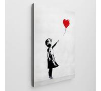 Giallobus - Impression sur toile - Banksy - - Toile standard - 100x140-07 - Ballon coeur rouge bébé fille - Tableaux modernes pour la maison