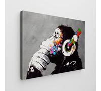 Giallobus - Impression sur toile - Banksy - - Toile standard - 70x50-02 - Dj Singe - Tableaux modernes pour la maison