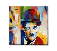 Giallobus - Impression sur toile - Charlie Chaplin - Cadre en toile de qualité supérieure - 100L x 100l cm - Tableaux modernes pour la maison