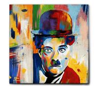 Giallobus - Impression sur toile - Charlie Chaplin - Toile à cadre standard - 100L x 100l cm - Tableaux modernes pour la maison