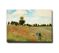 Giallobus - Impression sur toile - Claude Monet - Champ de coquelicots 2 - Cadre en toile de qualité supérieure - 70L x 50l cm - Tableaux modernes pour la maison