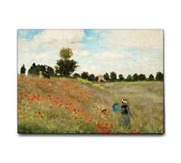 Giallobus - Impression sur toile - Claude Monet - Champ de coquelicots 2 - Toile à cadre standard - 140L x 100l cm - Tableaux modernes pour la maison