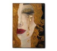 Giallobus - Impression sur toile - Gustav Klimt - Larmes d'or - Toile haute épaisseur qualité supérieure - 100x140 - Prêt à accrocher - Peintures pour la maison