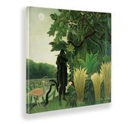 Giallobus - Impression sur Toile - Henri Rousseau - Le charmeur de Serpent - Toile à Cadre Standard - 100x100 - Prêt à accrocher - Peintures pour la Maison