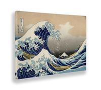 Giallobus - Impression sur toile - Hokusai - La grande vague de Kanagawa - Toile à cadre standard - 140x100 - Prêt à accrocher - Peintures pour la maison