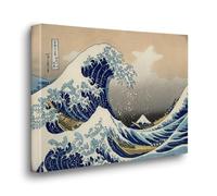 Giallobus - Impression sur toile - Hokusai - La grande vague de Kanagawa - Toile haute épaisseur qualité supérieure - 70x50 - Prêt à accrocher - Peintures pour la maison