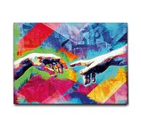 Giallobus - Impression sur toile - Mains de création Pop art - Toile à cadre standard - 140x100 - Prêt à accrocher - Peintures pour la maison