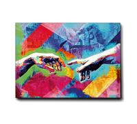 Giallobus - Impression sur toile - Mains de création Pop art - Toile haute épaisseur qualité supérieure - 100x70 - Prêt à accrocher - Peintures pour la maison