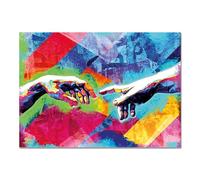 Giallobus - Impression sur toile - Mains de création Pop art - Verre acrylique - 70x50 - Prêt à accrocher - Peintures pour la maison