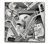 Giallobus - Impression sur toile - Maurits Cornelis Escher - Relativité - Toile à cadre standard - 50L x 50l cm - Tableaux modernes pour la maison