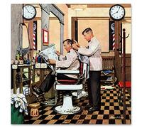 Giallobus - Impression sur Toile - The Saturday Evening Post - Coupe de Cheveux de Coiffeur - Verre Acrylique - 70x70 - Prêt à accrocher - Peintures pour la Maison - Vintage - Prêt à accrocher