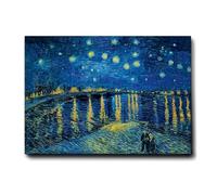Giallobus - Impression sur toile - Vincent Van Gogh - Nuit étoilée sur le Rhône - Cadre en toile de qualité supérieure - 140L x 100l cm - Tableaux modernes pour la maison