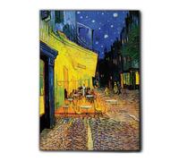 Giallobus - Impression sur toile - Vincent Van Gogh - Terrasse d'un café la nuit - Cadre en toile de qualité supérieure - 100L x 140l cm - Tableaux modernes pour la maison