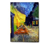 Giallobus - Impression sur toile - Vincent Van Gogh - Terrasse d'un café la nuit - Toile à cadre standard - 50L x 70l cm - Tableaux modernes pour la maison