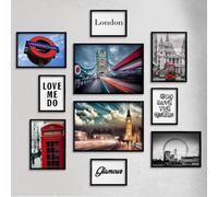 Giallobus - Lot de 10 affiches murales - Collection de la ville de Londres - Papier couché - | 2 x A3 42x30cm | 4 x A4 30x21cm | 4 x A5 21x15cm | - SANS CADRES - Tableaux modernes salon