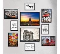 Giallobus - Lot de 10 affiches murales - Collection Ville de Paris - Papier couché - | 2 x A3 42x30cm | 4 x A4 30x21cm | 4 x A5 21x15cm | - SANS CADRES - Tableaux modernes salon