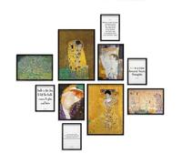 Giallobus - Lot de 10 affiches murales - Gustav Klimt - Collection Klimt 1 - Papier couché - | 2 x A3 42x30cm | 4 x A4 30x21cm | 4 x A5 21x15cm | - SANS CADRES - Tableaux modernes salon