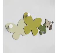 Giallobus - Patère murale 4Me - 03 - Butterfly - Bois MDF + Aluminium - 60L x 25l cm - 02 - M - 4 crochets porte-manteau mural aluminium et bois