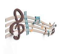 Giallobus - Patère murale 4Me - 09 - Sheet music - Bois MDF + Aluminium - 60L x 25l cm - 03 - M - 4 crochets porte-manteau mural aluminium et bois