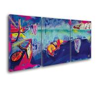 Giallobus - Peintures Grand Format XXL - Pop Art - La persistance de la mémoire - Toile - 218x100cm | 3pcs. x 70x100cm - Grande Image