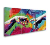 Giallobus - Peintures Grand Format XXL - Pop Art - Mains de Création - Toile - 308x140cm | 3pcs. x 100x140cm - Grande Image