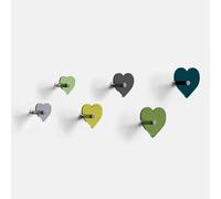 Giallobus - Porte Manteau Mural - Heart Color 04 - Kit 6 pz - Verre Acrylique - Kit 6 pcs. - Palette Colours 04 - Patères et Accessoires muraux décoratifs