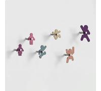 Giallobus - Porte Manteau Mural - Puppets Color 03 - Kit 6 pz - Verre Acrylique - Kit 6 pcs. - Palette Colours 03 - Patères et Accessoires muraux décoratifs