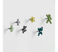 Giallobus - Porte Manteau Mural - Puppets Color 04 - Kit 6 pz - Verre Acrylique - Kit 6 pcs. - Palette Colours 04 - Patères et Accessoires muraux décoratifs