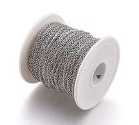 GIAMA Chaînes en Acier Inoxydable de 50m / Rouleau de chaînes de Liaisons soudées avec Bobine pour Bricolage Bracelet à la Main Collier Bijoux Accessoires