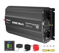 GIANDEL 2000W Convertisseur 12V 220V Onduleur à Onde Modifiée Transformateur Compatible Lithium-Batteries, avec Télécommande pour Voiture, Caravane, Bateau, Camping, Voyage - Version Noire