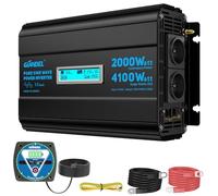 GIANDEL Convertisseur 12V 220V Pur Sinus 2000W 4100W Puissance de surtension Onduleur Onde sinusoïdale Pure Transformateur avec Type-C PD30W Tension d'entrée Réglable pour Camping Solaire Hors Réseau