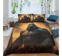 Giant Ape Debout Ensemble De Literie 3 Pièces résistante 3D Imprimée Respirante Fantaisie Creature Art Parure de Lit avec Fermeture Éclair Ultra Douce for Décoration de Chambre Single（140x200cm）