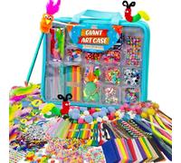 Giant Art Case de 1,600+ pièces- Fournitures d'art pour enfants de 6 ans+ -Coffret de projets de bricolage incluant un kit d'artisanat, perles, boutons, ciseaux pour enfants