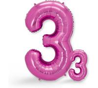 Giant Balloon Number 3 Pink \ Birthday Decoration Balloon 3 Years \ 3 Year Old Girl Or Boy \ Inflatable With Helium \ Ideal For Girls And Boys Parties \ Balloon 3 Pink