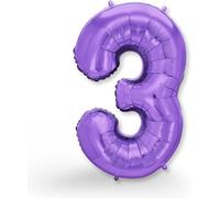 Giant Balloon Number 3 Purple \ Birthday Decoration 3 Years \ 3 Year Old Girl Or Boy \ Inflatable With Helium \ Ideal For Girls And Boys Parties \ Balloon 3 Purple